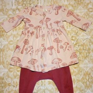 Organic Cotton Mushroom Print Matching Set 3-6M
